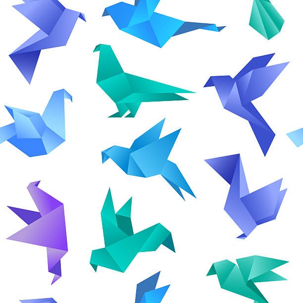 Origami pattern. paper dove seamless background original artwork